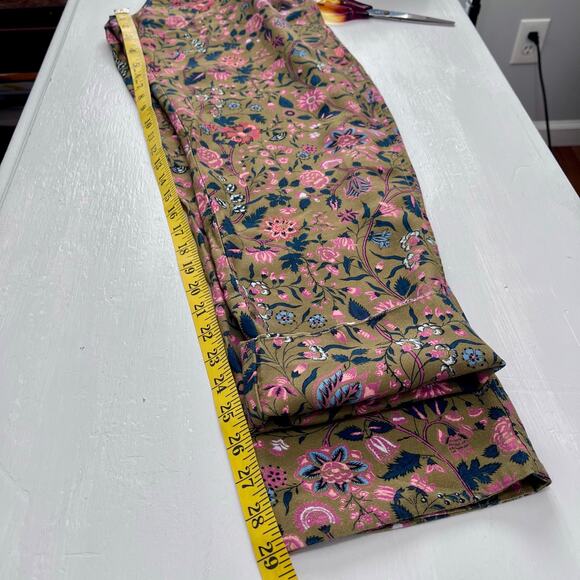 Sundance Madora Pants Womens Size M Olive Green Multi Floral Print Drawstring - Picture 14 of 16
